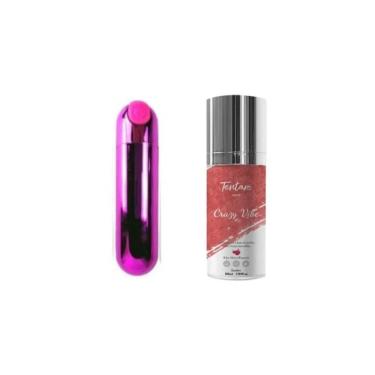 Imagem de Kit com Bullet Recarregável Pink + Vibrador Líquido I Hot Crazy Vibe em ABS 8CM Rosa co...