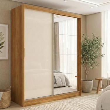 Imagem de Guarda-roupa Casal com Espelho 2 Portas de Correr e 4 Gavetas 100% MDF