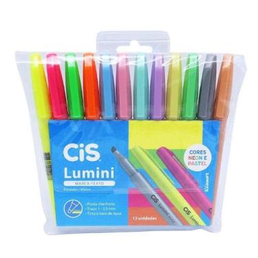 Imagem de Caneta Marca Texto Cis Lumini Com 12 Cores