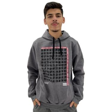 Imagem de Blusa Flanelada Frio Moletom Canguru Masculina Capuz Inverno - ANJ MOD