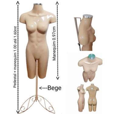 Imagem de Manequim feminino (Meio corpo definido N.38) bege com tampa prata + pe