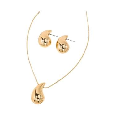 Imagem de Conjunto De Joias Femininas Com Colar E Brincos De Cristal Geométrico,