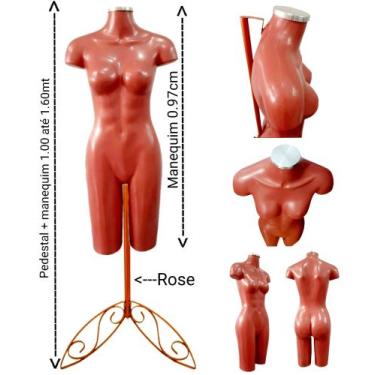 Imagem de Manequim feminino (Meio corpo definido N.38)Rose com tampa prata + ped