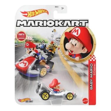 Imagem de Hot Wheels Carrinho Mario Kart 1:64 Metal Mattel - GBG25, Baby mario