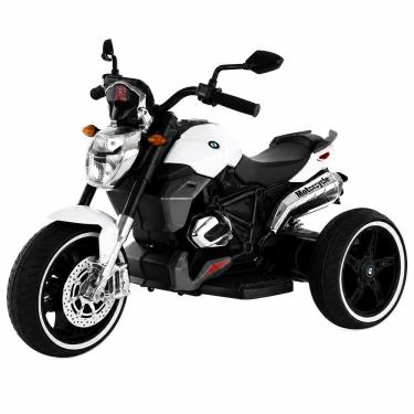 Imagem de Mini Moto Elétrica Infantil Triciclo 6V com Farol e Acelerador no Pedal Branco Cheguei BR