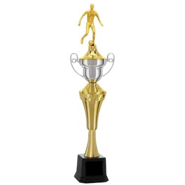 Imagem de Troféu de Futebol Vitória Vencedor 401881 62cm em Polímero Metalizado Dourado Preto e Prata