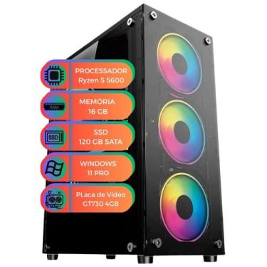 Imagem de PC Gamer Ryzen 5 5600 Placa de Vídeo GT730 4GB SSD 120GB 16GB RAM Wind