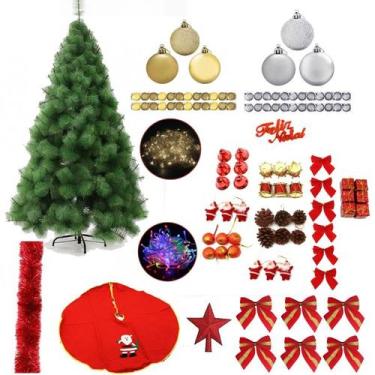 Imagem de Kit Árvore De Natal Verde 1,20m 170 Galhos 91 Itens Pisca Pisca Led 11