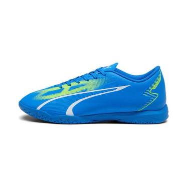 Imagem de Chuteira futsal puma ultra play it masculina, Azul e verde, 44