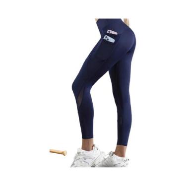Imagem de Calças De Yoga De Cintura Alta Com Duplo Bolso Para Mulheres, Leggings
