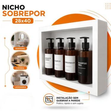 Imagem de Nicho Sobrepor 28x40 Para Banheiro Cozinha Lavanderia Prateleira Para 