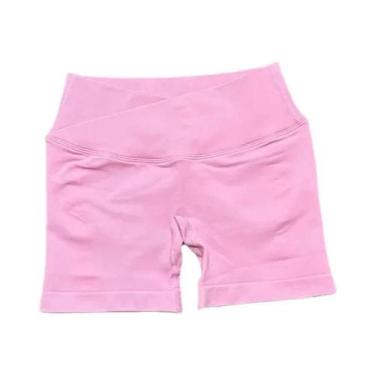 Imagem de Shorts De Yoga Sem Costura Para Mulheres Com Cintura Cruzada De 4,5 Po