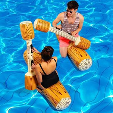 Imagem de Pacote de 4 peças brinquedos de água flutuantes infláveis logs de batalha aerados, espreguiçadeira de piscina flutuadores de barco jangada para festa na piscina brinquedos de piscina de praia