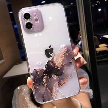 Imagem de Capa de telefone de pintura em aquarela para iPhone 13 Pro Max 12 Mini 11 X XR XS 7 8 Plus SE 2020 Mármore Claro Suave Capa à Prova de Choque, Preto, Para iPhone 7plus