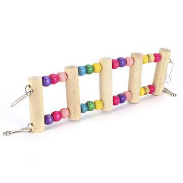 Imagem de Asixxsix Brinquedo de escalada de papagaio, madeira segura, inodora, durável, ponte suspensa para papagaios (618 cm)