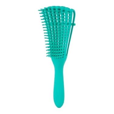 Imagem de Escova Polvo Para Cabelos Cacheados e Crespos Desembaraçadora Anti-Quebra 8 Pontas Flexíveis Pente Polvo Escova Polvo p/ Cabelo Ondulado, Cacheado e Crespo Dedoliss (Verde)