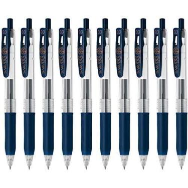 Imagem de Clipe Zebra Sarasa 0,3 caneta retrátil de tinta de gel, aderência de borracha, 0,3 mm, tinta azul preta, conjunto de 10