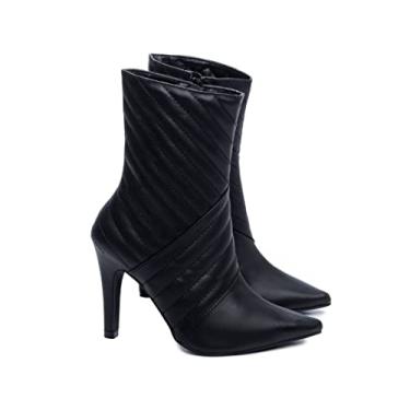 Imagem de Bota Feminina Bico Fino Salto Alto Preto Torricella Cor:Preto;Tamanho:34;Genero:Feminino