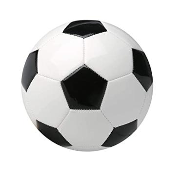 Imagem de Bola de futebol tamanho pequeno 2 clássica branca preta mais grossa PU justa tecida adequada para crianças pequenas, meninos, treinamento ou presente para 0-2 anos 15 cm de diâmetro
