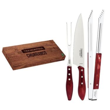 Imagem de Kit Churrasco 3 Peças Tramontina 29899264 Vermelho