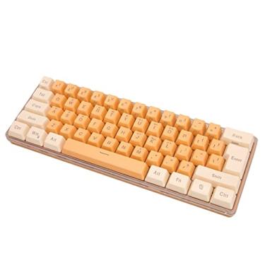 Imagem de Teclado para jogos, teclado mecânico com fio de cor de contraste de 61 teclas para desktop laranja bege