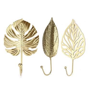 Imagem de KIZQYN Ganchos de casaco elegantes ganchos de metal gancho de metal mini cabide criativo em forma de folha dourada perfeito para banheiro sala de estar cabide montado na parede