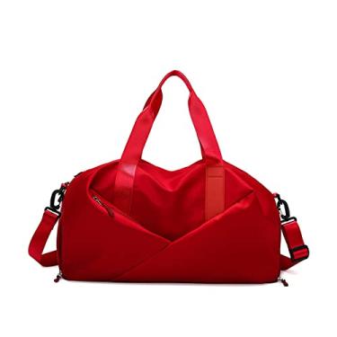 Imagem de Bolsa feminina Oxford de tecido para academia, bolsa de ombro, bolsa de ombro, separação molhada e seca, dobrável, grande capacidade, para treinamento, viagem, academia,, Vermelho, large