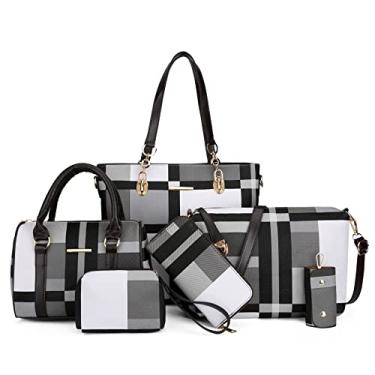 Imagem de 2E-youth Bolsas e bolsas femininas de designer bolsa de ombro bolsa de ombro bolsa com alça superior, Preto, branco, cinza., Large