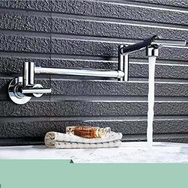 Imagem de Torneira de cozinha dobrável em níquel escovado, latão, montagem na parede, bica giratória dobrável, alça única, torneira para pia de água fria, A4