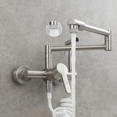 Imagem de Torneira de cozinha para lavatório quente e frio de cobre, torneira dobrável com estiramento estendido universal, torneira giratória para varanda, tipo B escovado