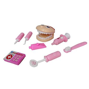 Imagem de Brinquedo Infantil Kit Dentista com Mini Paciente Acessórios Cor Rosa Profissão Faz de Conta Tam P - Fenix DTC-524R
