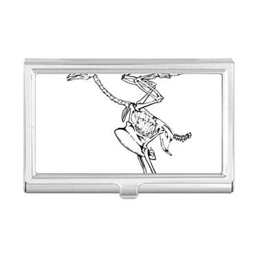 Imagem de Carteira de bolso com estampa de avestruz de esqueleto para cartões de visita