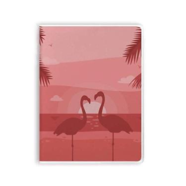 Imagem de Capa para casal flamingo Red Dusk Art Deco, para presente, moderna, caderno, capa de goma