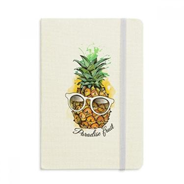 Imagem de Caderno de óculos de sol com estampa de abacaxi, frutas tropicais, capa dura de tecido oficial