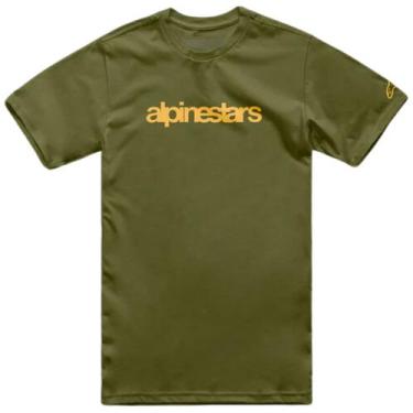 Imagem de Camiseta Alpinestars Heritage Logo - Verde Militar/Dourado