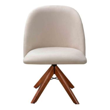 Imagem de Poltrona Gaia Cadeira Giratória Pé Madeira Decoração Moderna Recepção Escritório