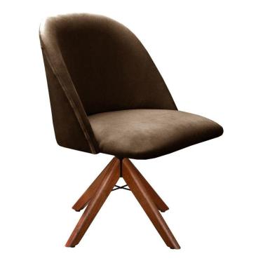 Imagem de Poltrona Gaia Cadeira Giratória Pé Madeira Decoração Moderna Recepção Escritório