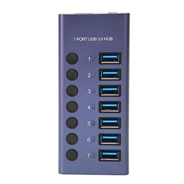 Imagem de Hub USB 3.0, Plug and Play USB 3.0 Docking Station Interruptor Individual 7 Portas Indicador LED para Periféricos (plugue americano)