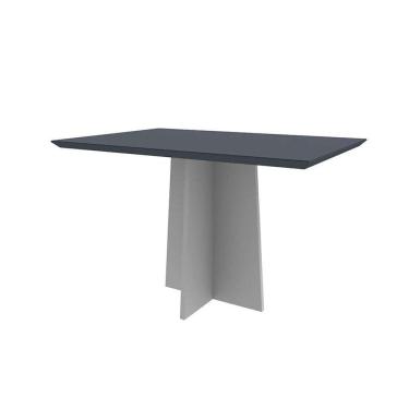 Imagem de mesa de jantar retangular com tampo de vidro ana cinza e off white 120 cm