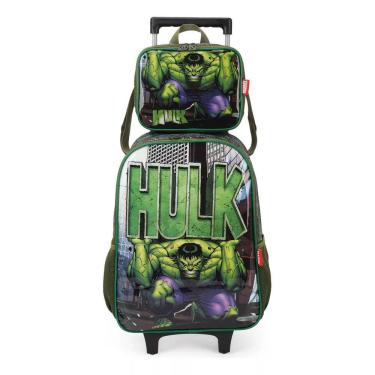 Imagem de Kit Mochila Infantil Com Lancheira Hulk Preto - Luxcel