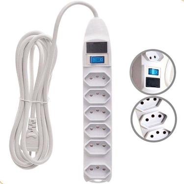 Imagem de Extensão 6 Tomadas Tripolar NBR-14136 127V/220V 1,5m