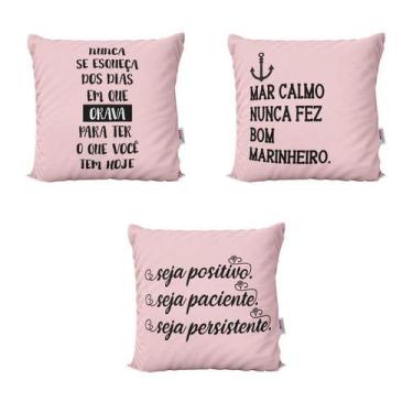 Imagem de Capas De Almofadas Personalizadas Rosa Com Frases Para Sofá 40X40 - No