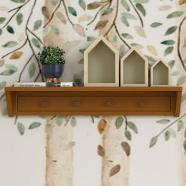 Imagem de Prateleira Infantil com 4 Cabideiros 100cm Tudor Timber Marrom