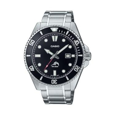Imagem de Casio Série MDV106 | Relógio analógico unissex | 200 m WR | Caixa de aço inoxidável | Pulseira de resina | 2 ponteiros analógicos (HR, min, SEC) | Exibição da data | Coroa rosqueada/parte traseira da