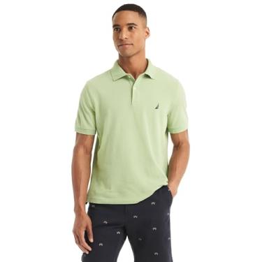 Imagem de NAUTICA Camisa polo masculina clássica de malha lisa de manga curta, Verde claro, GG