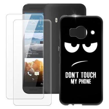 Imagem de MILEGOO Capa HTC One Me + 2 peças protetoras de tela de vidro temperado, capa de silicone TPU macio à prova de choque ultrafina para HTC One Me (5,2 polegadas)