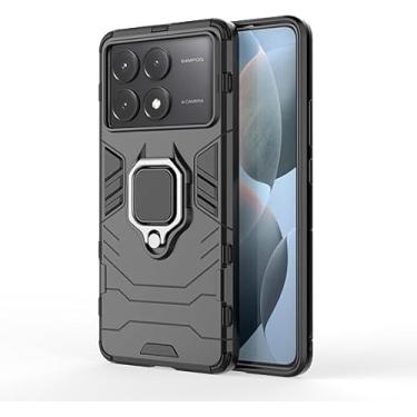 Imagem de Ton67 Capa anti impacto para Xiaomi Poco X6 Pro 5G/Redmi K70E 5G com suporte de anel magnético, capa armadura resistente de grau militar para Xiaomi Poco X6 Pro (preto)
