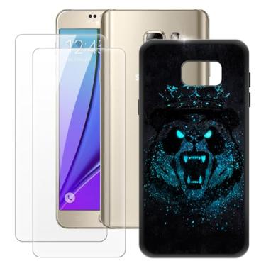 Imagem de MILEGOO Capa para Samsung Galaxy Note 5 + 2 peças protetoras de tela de vidro temperado, capa ultrafina de silicone TPU macio à prova de choque para Samsung Galaxy Note 5 (5,7 polegadas)