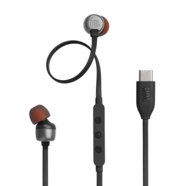 Imagem de JBL Tune 310C - Fones de ouvido intra-auriculares de alta resolução com fio, cabo plano sem emaranhamento, controle remoto de 3 botões com microfone (preto)