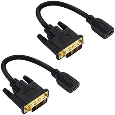 Imagem de Togconn Adaptador HDMI fêmea para DVI macho (pacote com 2), conector DVI bidirecional macho para HDMI fêmea, suporta 1080p Full HD compatível com Roku, Xbox One, PS5, PS4, DVD Blue-ray, receptores A/V